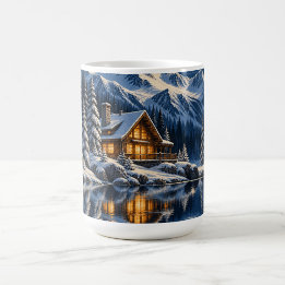 Caneca De Café Cabana Aconchegante Lua Cheia Nevada