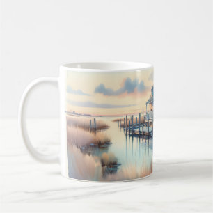 Caneca De Café Cabana Costeira no Pântano ao Nascer do Sol