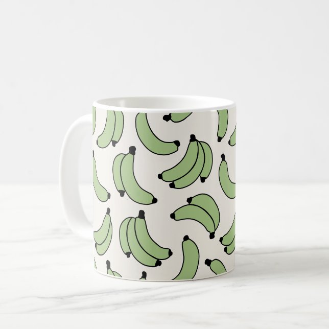 Caneca De Café Cabana de Banana Verde Tropical Divertida (Frente Esquerda)