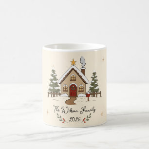 Caneca De Café Cabana de Natal Aconchegante Personalizada