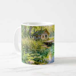 Caneca De Café Cabana do Córrego da Floresta com Patos, píer e Do