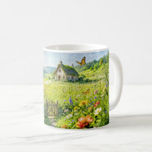 Caneca De Café Cabana do Prado Montanhoso com Flores, Portão e Ma