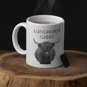 Caneca De Café Cabana Personalizada de Fazenda Lodge Highland Cow