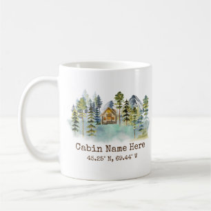 Caneca De Café Cabana Rústica Coordenadas Personalizadas Pinery M
