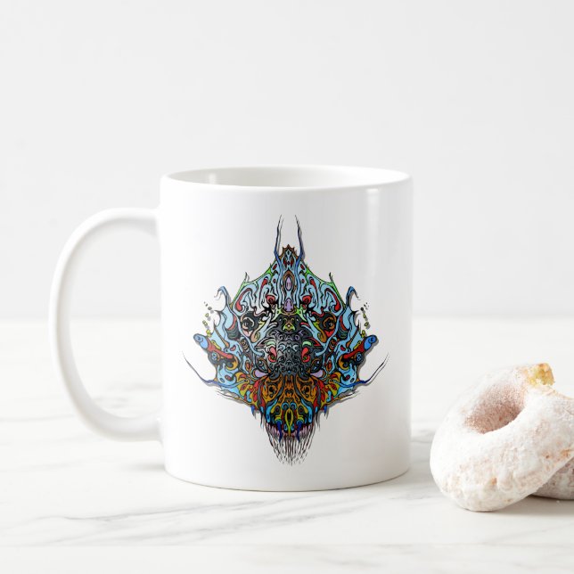 Caneca De Café Cabeça alienígena - Azul (Com Donut)