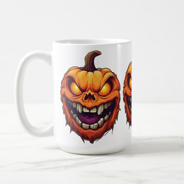 Caneca De Café Cabeça de Abóbora Sorrindo Sinistramente (Esquerda)