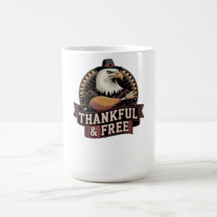 Caneca De Café Cabeça de Águia Ousada Agradecida e Livre Gráfico
