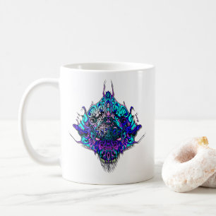 Caneca De Café Cabeça de alienígena - azul e roxo