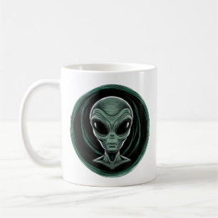 Caneca De Café Cabeça de Alienígena cinza