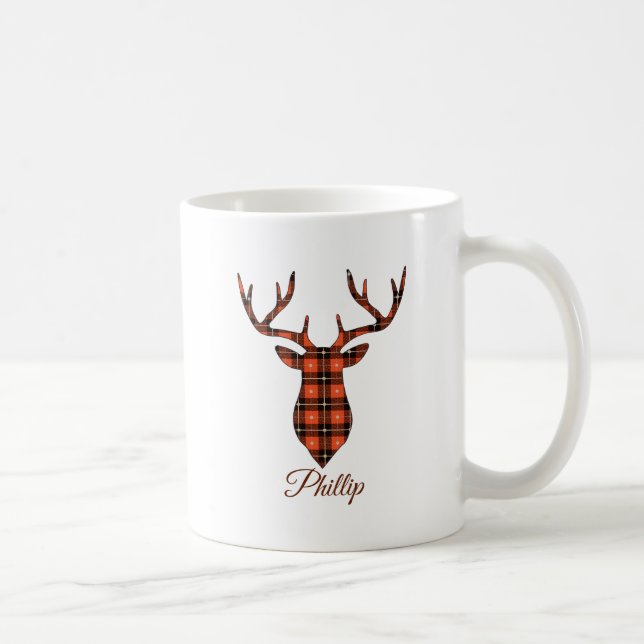 Caneca De Café Cabeça de Buck Xadrez de Buffalo (Direita)