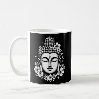 Caneca De Café Cabeça de Buda adornada com flores