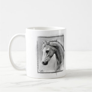 Caneca De Café Cabeça de cavalo Desenho de carvão de equinos
