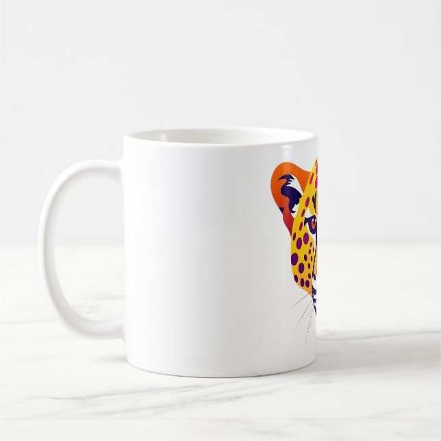 Caneca De Café Cabeça de Chita Vibrante em Matizes Sunset (Esquerda)