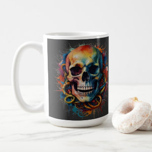 Caneca De Café Cabeça de crânio com Placas de Tinta multicolores