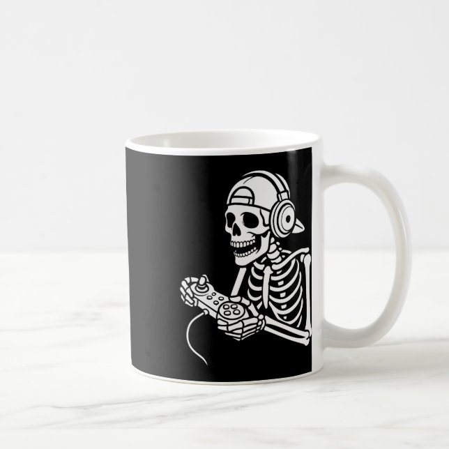 Caneca De Café Cabeça de Esqueleto de Controle de Vídeo Engraçado (Direita)