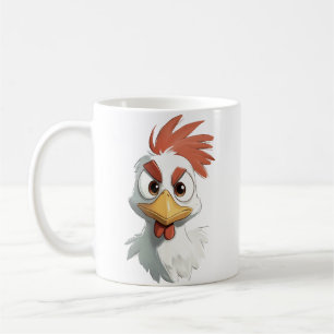 Caneca De Café Cabeça de Frango de Desenho Animado Irritado