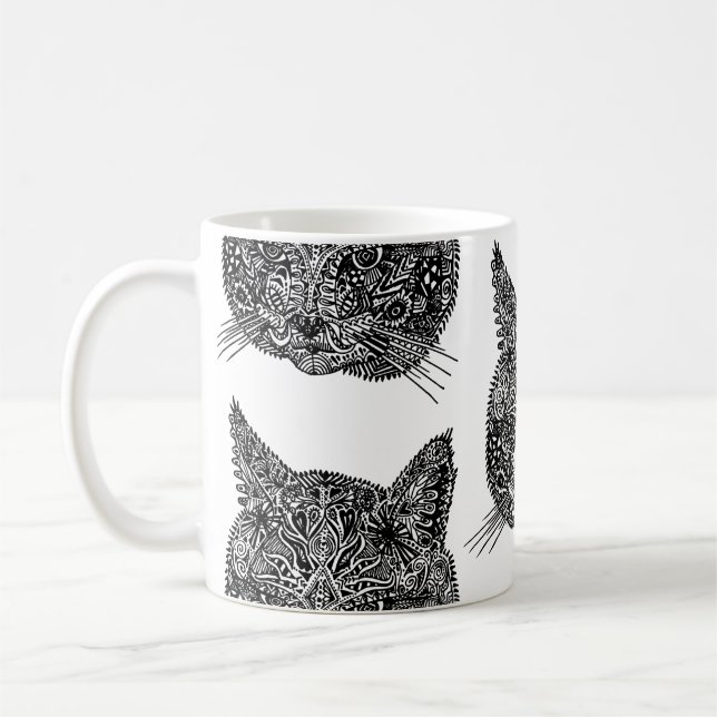 Caneca De Café Cabeça de Gato Ornamental (Esquerda)