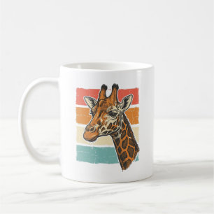 Caneca De Café Cabeça de Girafa Vintage Design Vetorial do Pôr do