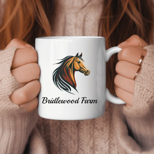 Caneca De Café Cabeça de na moda e Cavalo Marrom Moderno