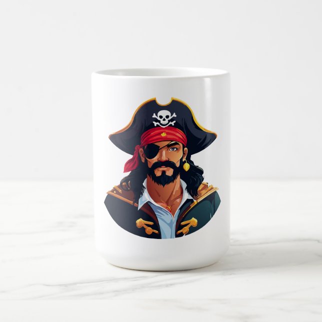 Caneca De Café Cabeça de pirata com chapéu de marinheiro e tapa-o (Centro)