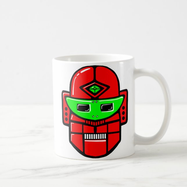 Caneca De Café Cabeça de Robô Retroativa (Direita)