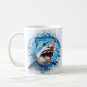 Caneca De Café Cabeça De Tubarão Realista A Partir De Um Tijolo A