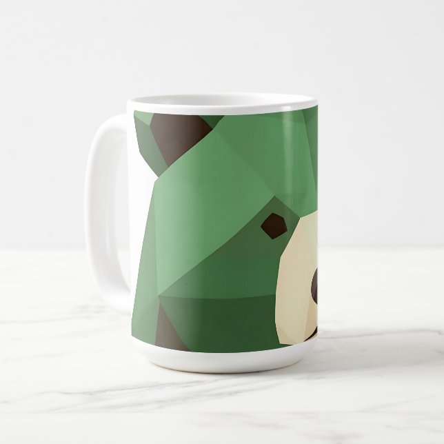 Caneca De Café Cabeça de Urso Geométrica Low Poly (Frente Esquerda)