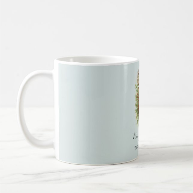 Caneca De Café Cabeça de Veado Rústico da Floresta com Folhagem d (Esquerda)