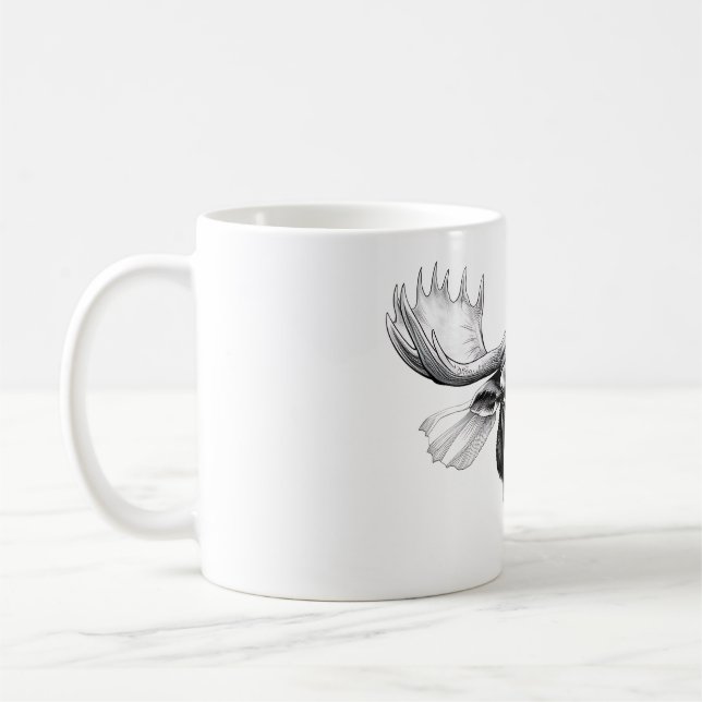 Caneca De Café Cabeça Design preto e branco (Esquerda)