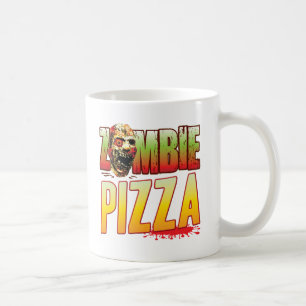 Caneca De Café Cabeça do zombi da pizza