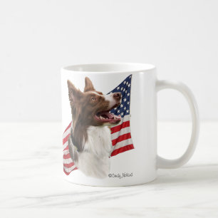 Caneca De Café Cabeça e bandeira vermelhas de border collie