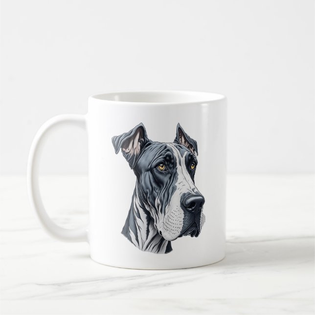 Caneca De Café Cabeça Estilizada de Dogue Alemão (Esquerda)