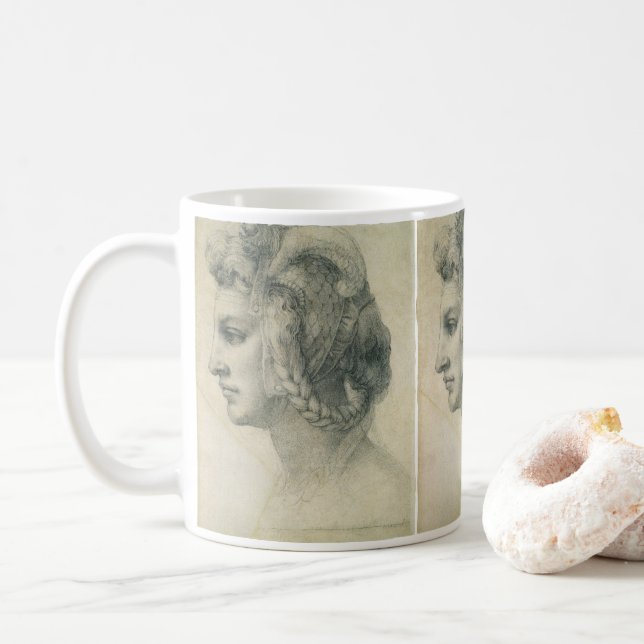 Caneca De Café Cabeça Ideal de uma Mulher por Michelangelo (Com Donut)