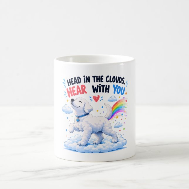 Caneca De Café Cabeça nas Nuvens Design de Cachorro Fofo (Centro)