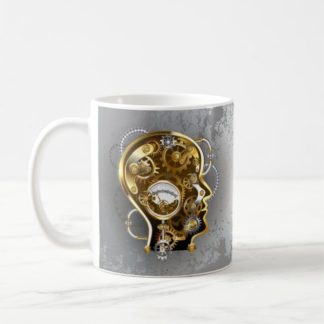 Caneca De Café Cabeça Steampunk com Manômetro (Esquerda)