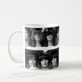 Caneca De Café Cabeças de Manequim em Preto e Branco