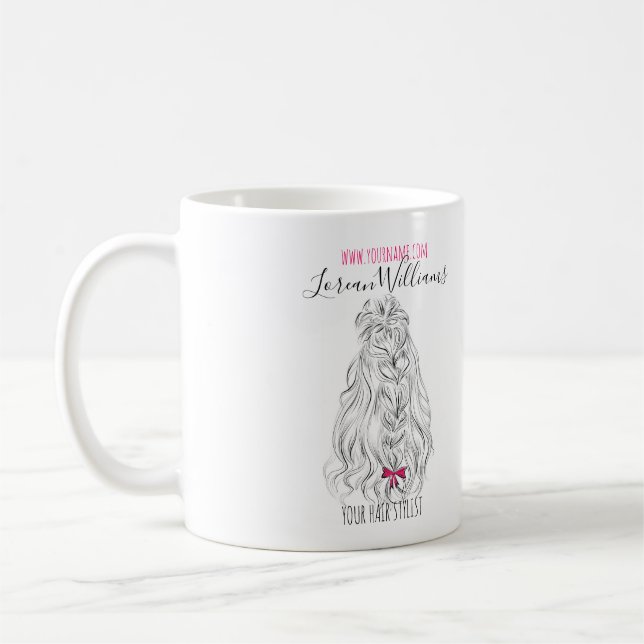 Caneca De Café Cabelo Cor-de-rosa branco branco moderno, penteado (Esquerda)