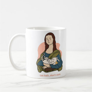 Caneca De Café Cabelo de gato não se importa com a Mona Lisa