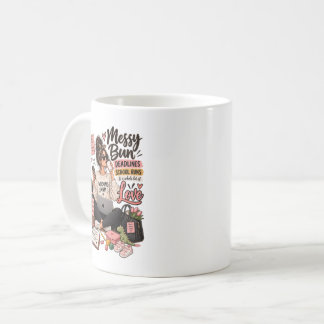 Caneca De Café Cabelo Desarrumado Prazos Corridas Escolares Mãe T