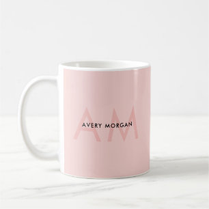Caneca De Café Cabelo Hairstylist Salon Blush Monograma Rosa
