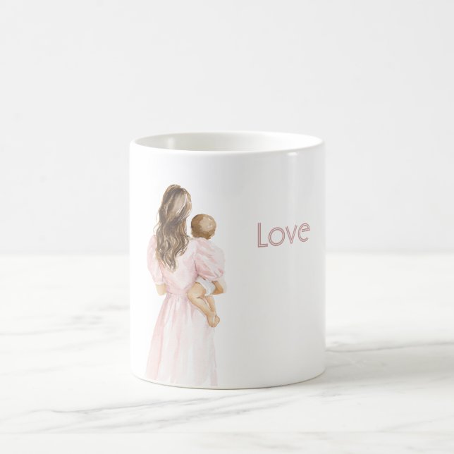 Caneca De Café Cabelo Marrom Vestido Rosa Amor (Centro)