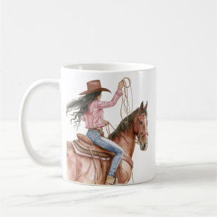 Caneca De Café Cabelo Negro do Sudoeste do Cavalo Rosa Castanho