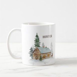 Caneca De Café Cabina de Floresta Woodland com Deer Personalizado