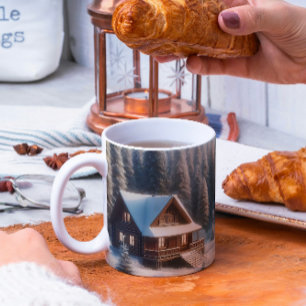 Caneca De Café Cabina de inverno na Floresta