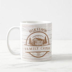Caneca De Café Cabina Personalizada da Família de Madeira Branca