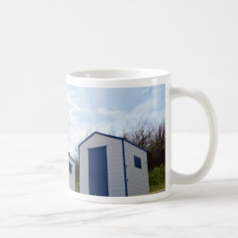 Caneca De Café Cabines de Praia Azuis e Brancas
