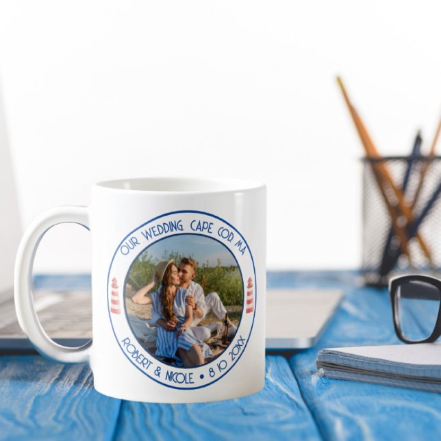 Caneca De Café Cabo Cod Style-Wedding Mug (Criador carregado)