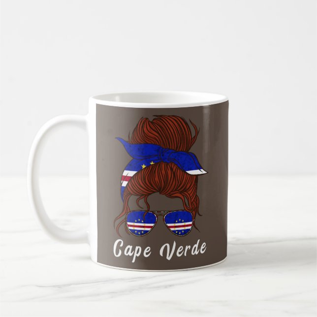 Caneca De Café Cabo Verde Rapariga Bandana Mensagem Bun Cabo (Esquerda)