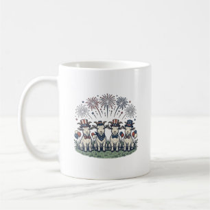 Caneca De Café Cabra Patriótica Fogos de Artifício Camisa Vintage