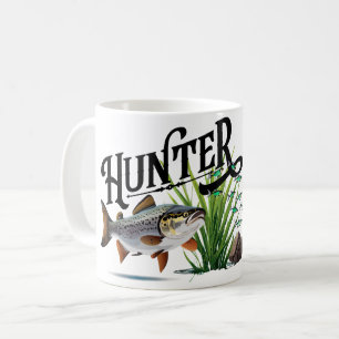 Caneca De Café Caça à Truta de Lago a um Cardume de Peixes Pequen